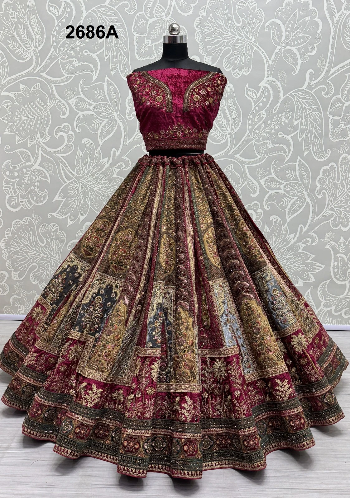 Anjani Art Designer Indian Bridal Velvet Lehenga Wholesale Catalog — Wholesale Lehenga, MPA wholesale from Surat - Gallery Image 10